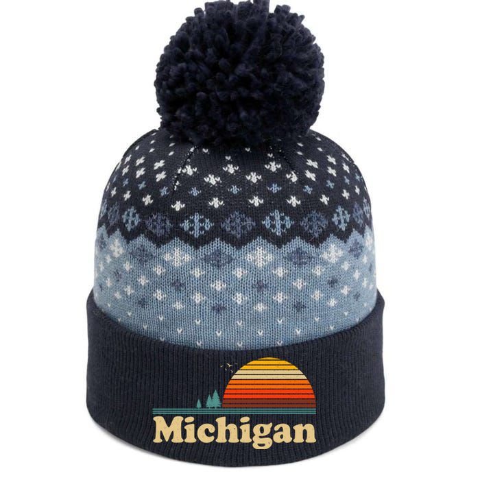 Vintage Retro Michigan Sunset Logo The Baniff Cuffed Pom Beanie