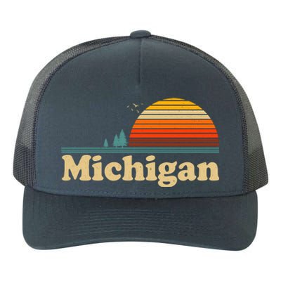 Vintage Retro Michigan Sunset Logo Yupoong Adult 5-Panel Trucker Hat