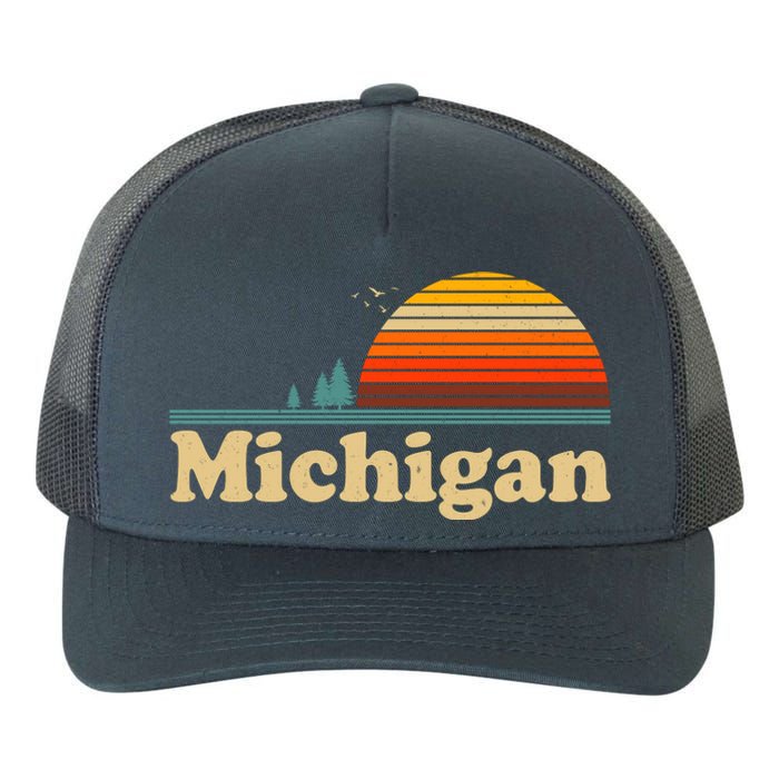 Vintage Retro Michigan Sunset Logo Yupoong Adult 5-Panel Trucker Hat