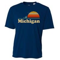 Vintage Retro Michigan Sunset Logo Cooling Performance Crew T-Shirt