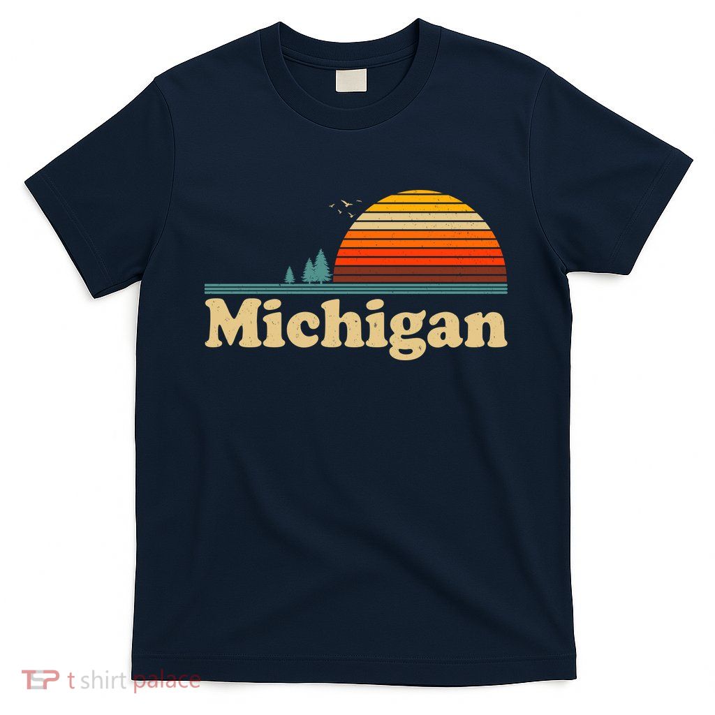 Vintage Retro Michigan Sunset Logo T-Shirt