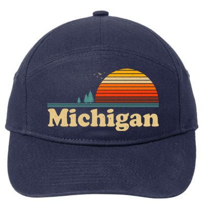 Vintage Retro Michigan Sunset Logo 7-Panel Snapback Hat