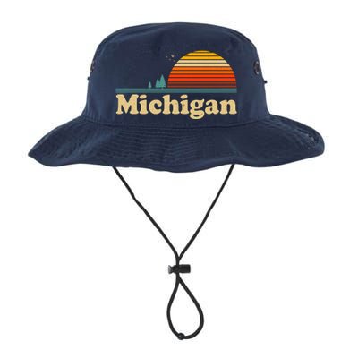 Vintage Retro Michigan Sunset Logo Legacy Cool Fit Booney Bucket Hat