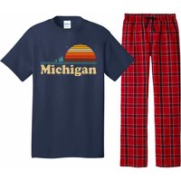 Vintage Retro Michigan Sunset Logo Pajama Set