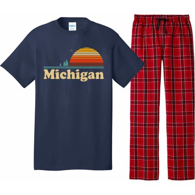 Vintage Retro Michigan Sunset Logo Pajama Set