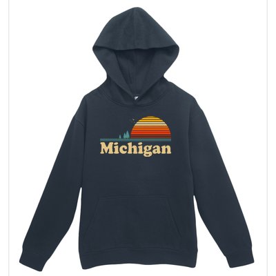 Vintage Retro Michigan Sunset Logo Urban Pullover Hoodie