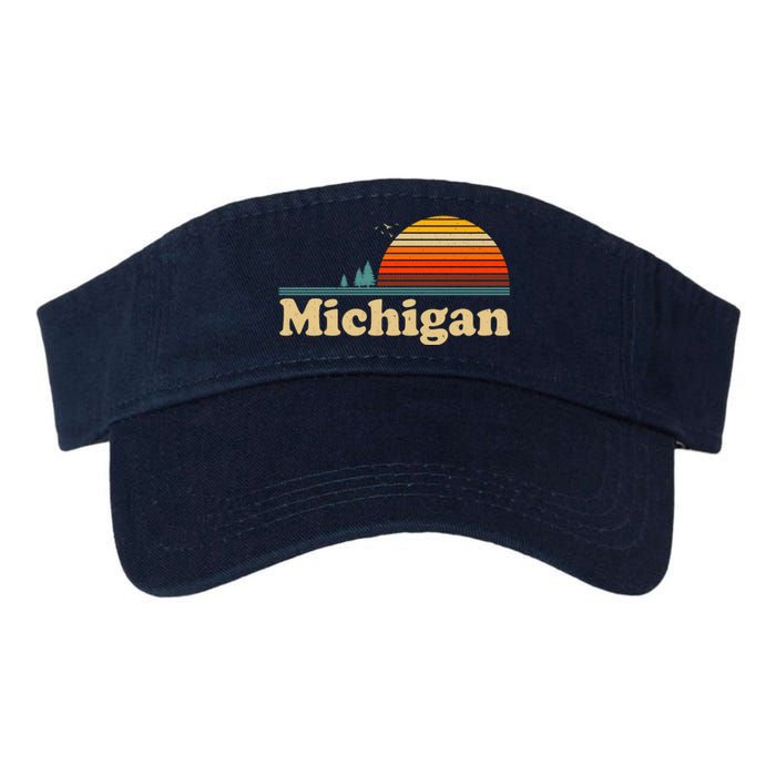 Vintage Retro Michigan Sunset Logo Valucap Bio-Washed Visor