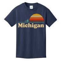 Vintage Retro Michigan Sunset Logo Kids T-Shirt