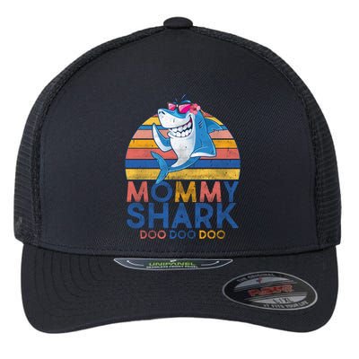 Vintage Retro Mommy Shark Doo Flexfit Unipanel Trucker Cap