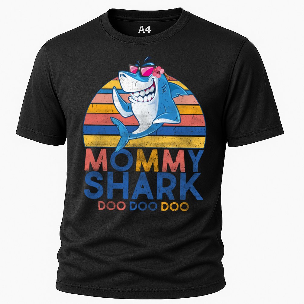 Vintage Retro Mommy Shark Doo Performance Shirt