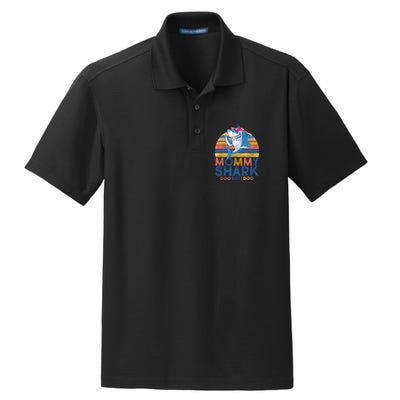 Vintage Retro Mommy Shark Doo Dry Zone Grid Polo