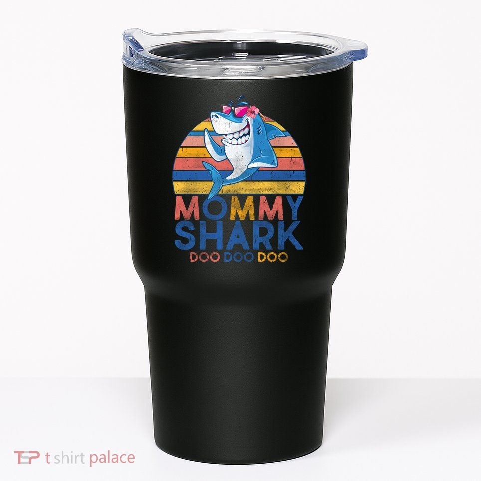 Vintage Retro Mommy Shark Doo Tumbler