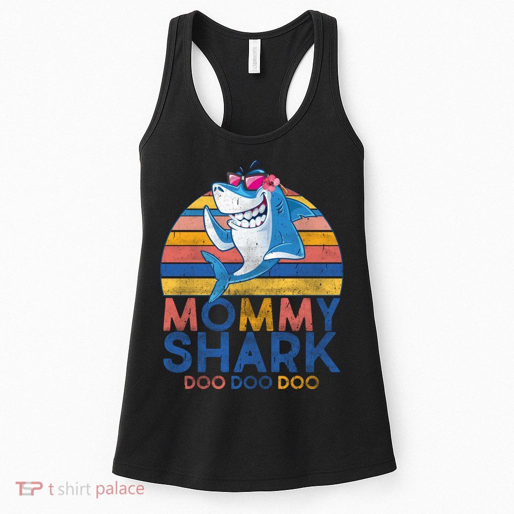 Vintage Retro Mommy Shark Doo Womens Tank Top
