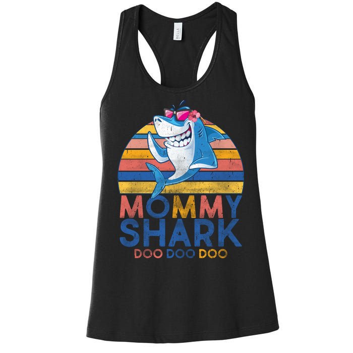 Vintage Retro Mommy Shark Doo Women's Racerback Tank