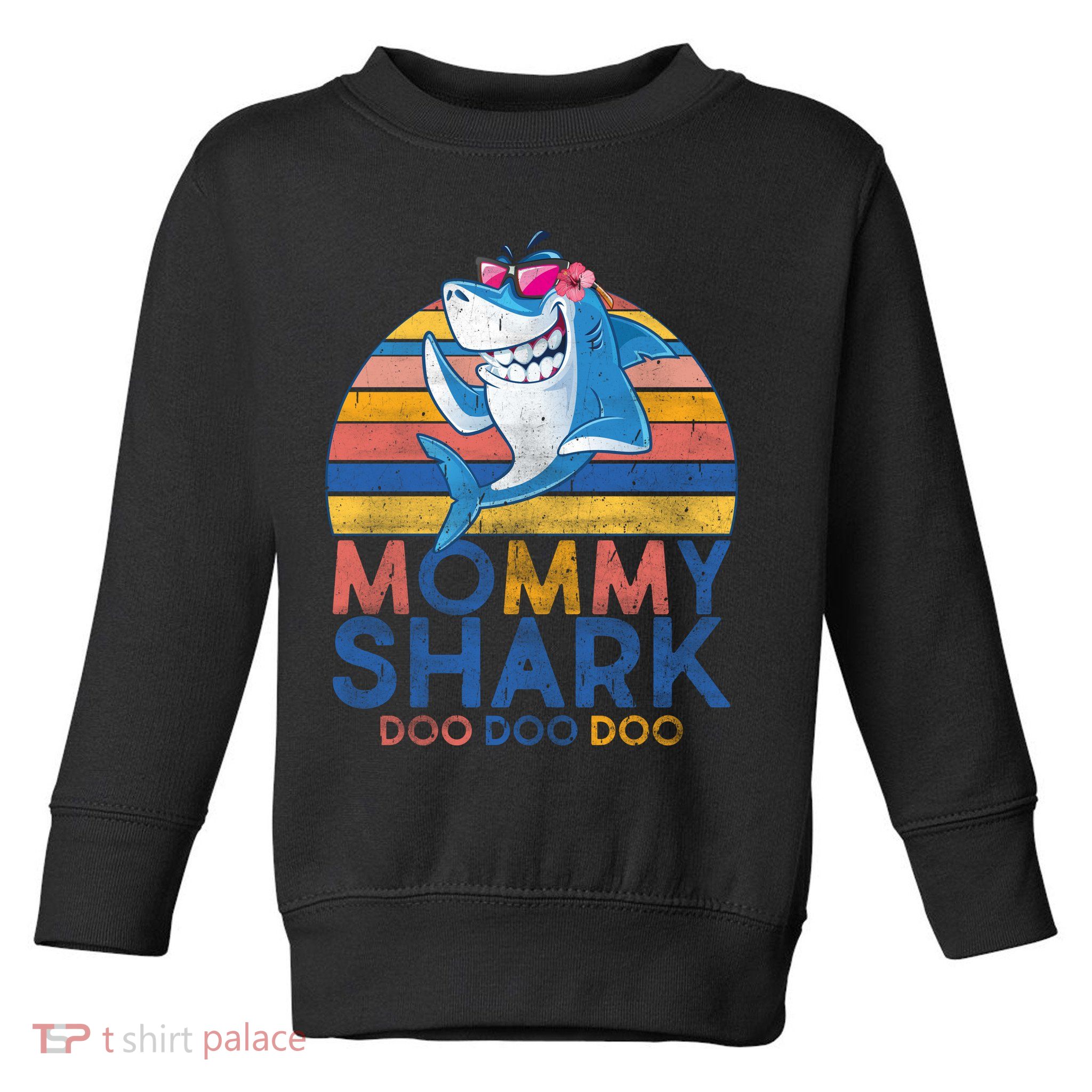 Vintage Retro Mommy Shark Doo Toddler Sweatshirt