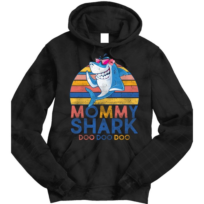 Vintage Retro Mommy Shark Doo Tie Dye Hoodie