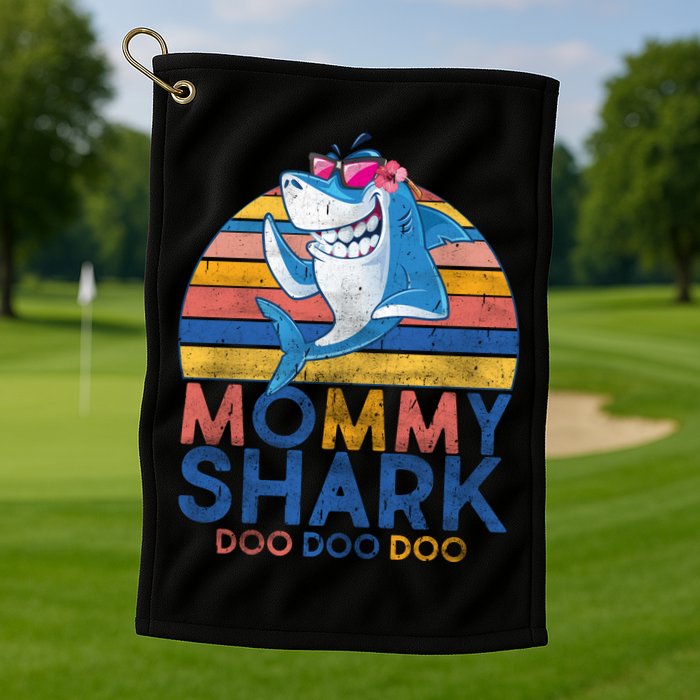 Vintage Retro Mommy Shark Doo Golf Towel