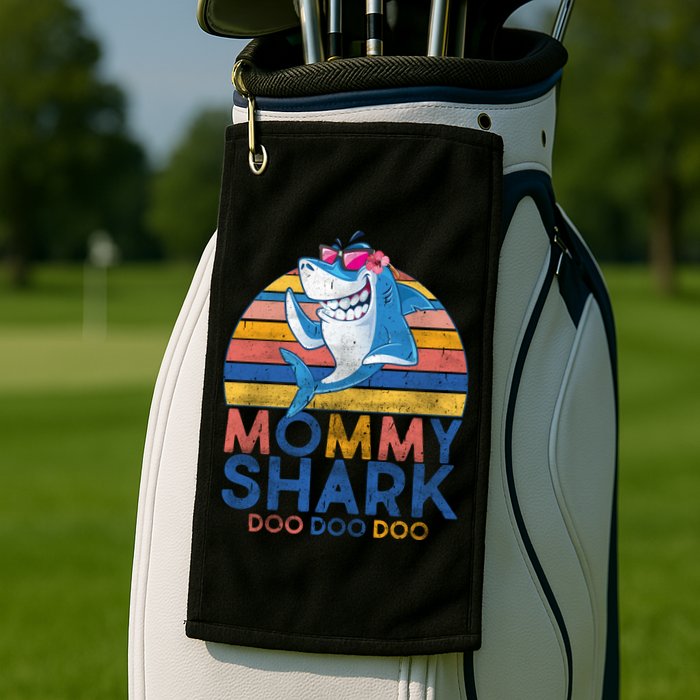 Vintage Retro Mommy Shark Doo Golf Towel