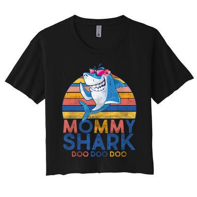 Vintage Retro Mommy Shark Doo Crop Top