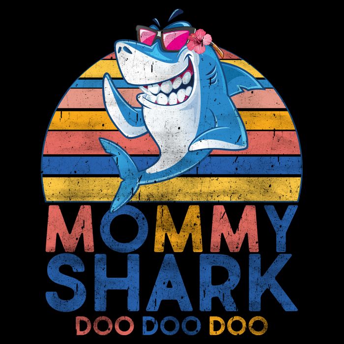Vintage Retro Mommy Shark Doo Crop Top