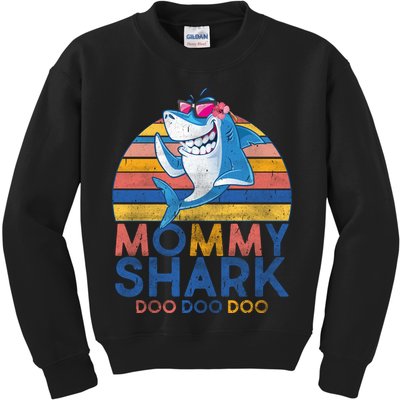 Vintage Retro Mommy Shark Doo Kids Sweatshirt