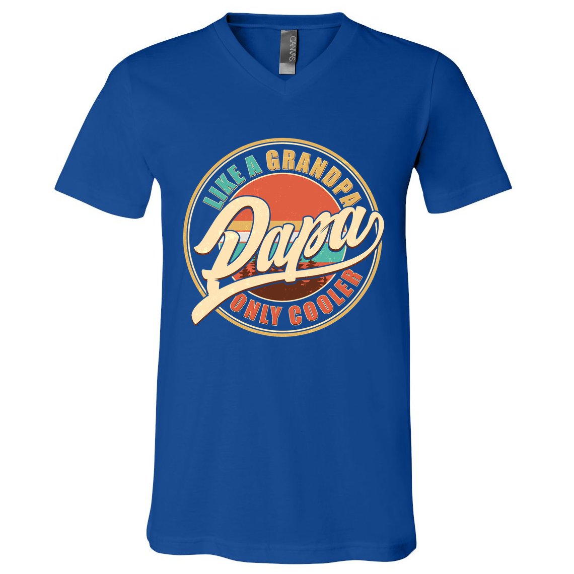 Vintage Retro Papa Like A Grandpa Only Cooler V-Neck T-Shirt