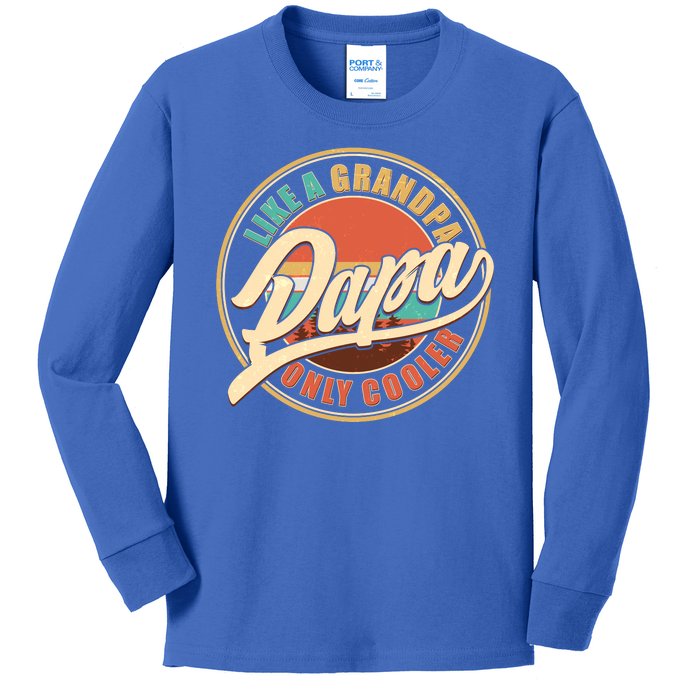 Vintage Retro Papa Like A Grandpa Only Cooler Kids Long Sleeve Shirt