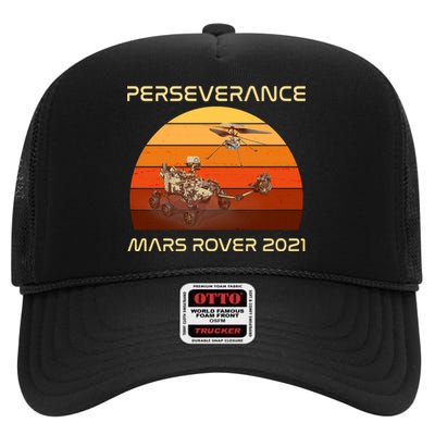 Vintage Retro Perseverance Mars Rover 2021 High Crown Mesh Back Trucker Hat