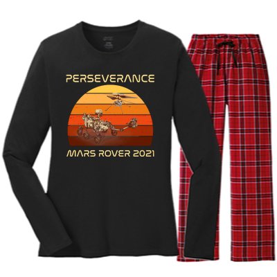 Vintage Retro Perseverance Mars Rover 2021 Women's Long Sleeve Flannel Pajama Set 