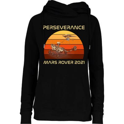 Vintage Retro Perseverance Mars Rover 2021 Womens Funnel Neck Pullover Hood