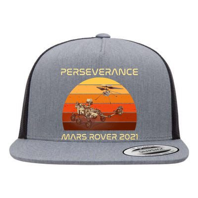 Vintage Retro Perseverance Mars Rover 2021 Flat Bill Trucker Hat