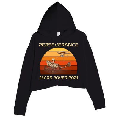 Vintage Retro Perseverance Mars Rover 2021 Crop Fleece Hoodie