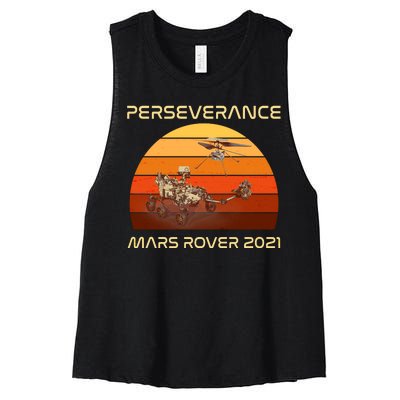 Vintage Retro Perseverance Mars Rover 2021 Women's Racerback Cropped Tank