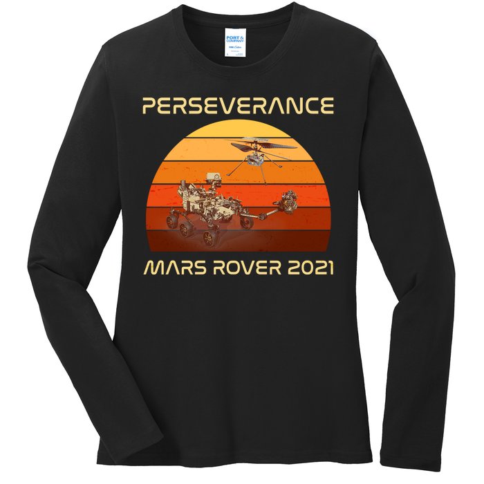 Vintage Retro Perseverance Mars Rover 2021 Ladies Long Sleeve Shirt