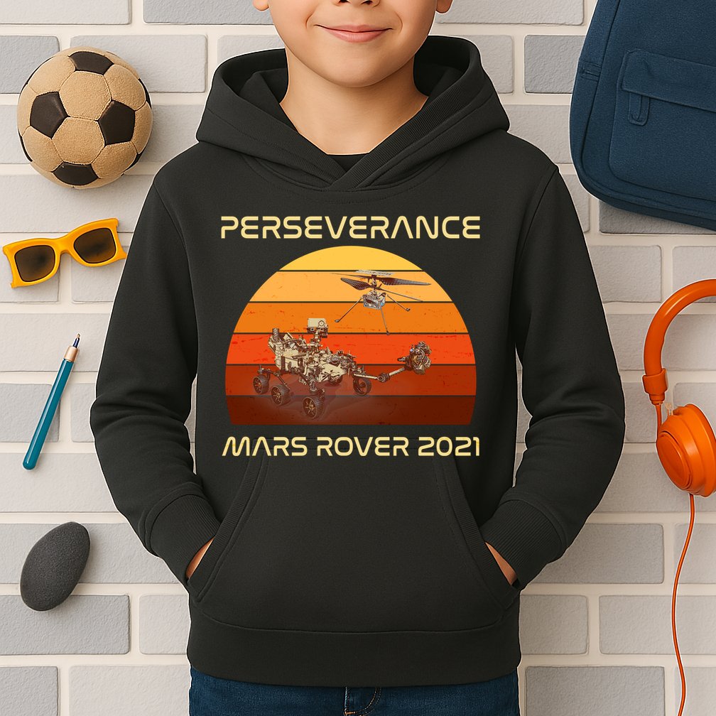 Vintage Retro Perseverance Mars Rover 2021 Kids Hoodie