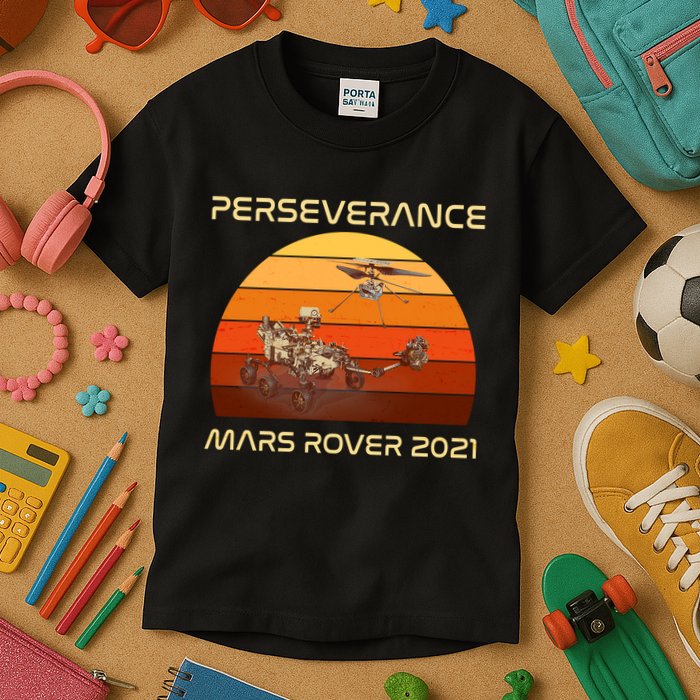 Vintage Retro Perseverance Mars Rover 2021 Kids T-Shirt