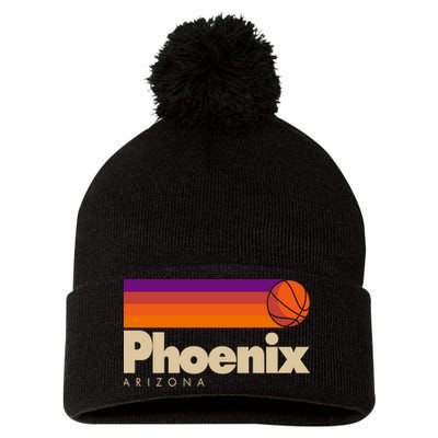 Vintage Retro Phoenix Arizona Basketball Logo Pom Pom 12in Knit Beanie