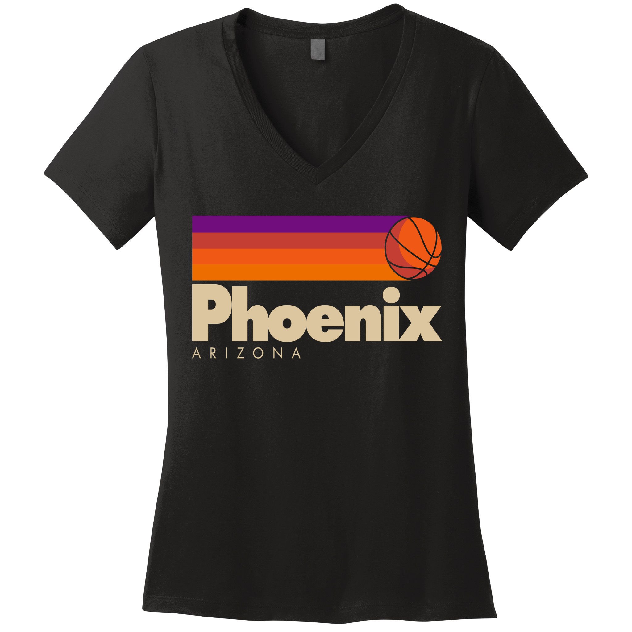 Vintage Retro Phoenix Arizona Basketball Logo Women's V-Neck T-Shirt