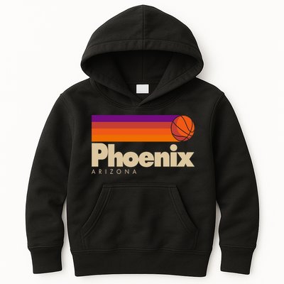 Vintage Retro Phoenix Arizona Basketball Logo Kids Hoodie