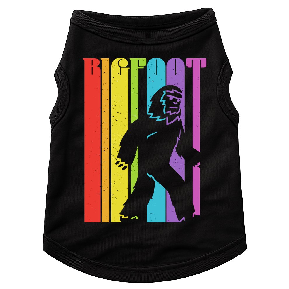 Vintage Retro Rainbow Bigfoot Silhouette Doggie Tank