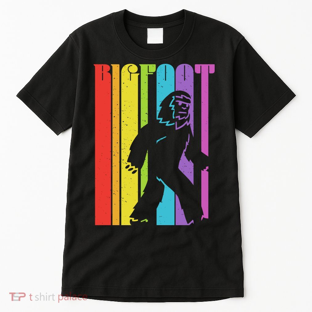 Vintage Retro Rainbow Bigfoot Silhouette Tall T-Shirt