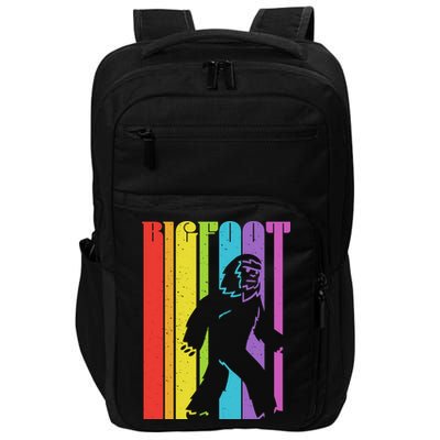 Vintage Retro Rainbow Bigfoot Silhouette Impact Tech Backpack
