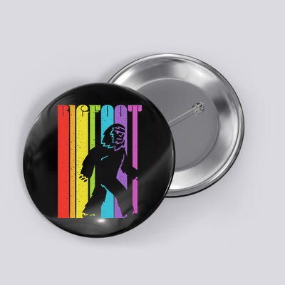 Vintage Retro Rainbow Bigfoot Silhouette Button