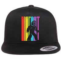 Vintage Retro Rainbow Bigfoot Silhouette Flatbill Hat