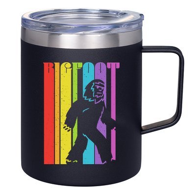 Vintage Retro Rainbow Bigfoot Silhouette 12oz Stainless Steel Coffee Mug