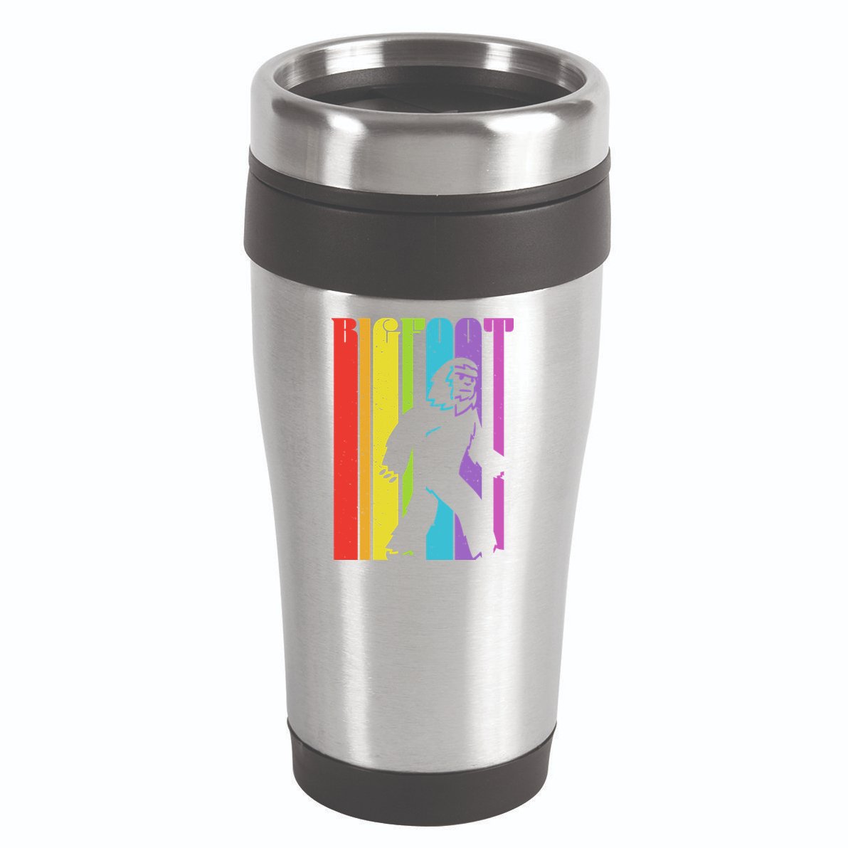 Vintage Retro Rainbow Bigfoot Silhouette 16oz Travel Tumbler