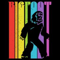 Vintage Retro Rainbow Bigfoot Silhouette Tie-Dye T-Shirt
