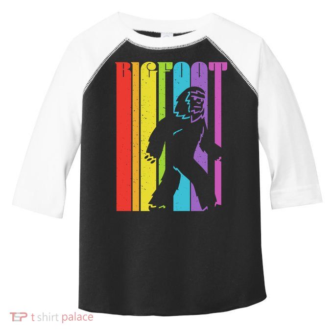Vintage Retro Rainbow Bigfoot Silhouette Toddler Fine Jersey T-Shirt