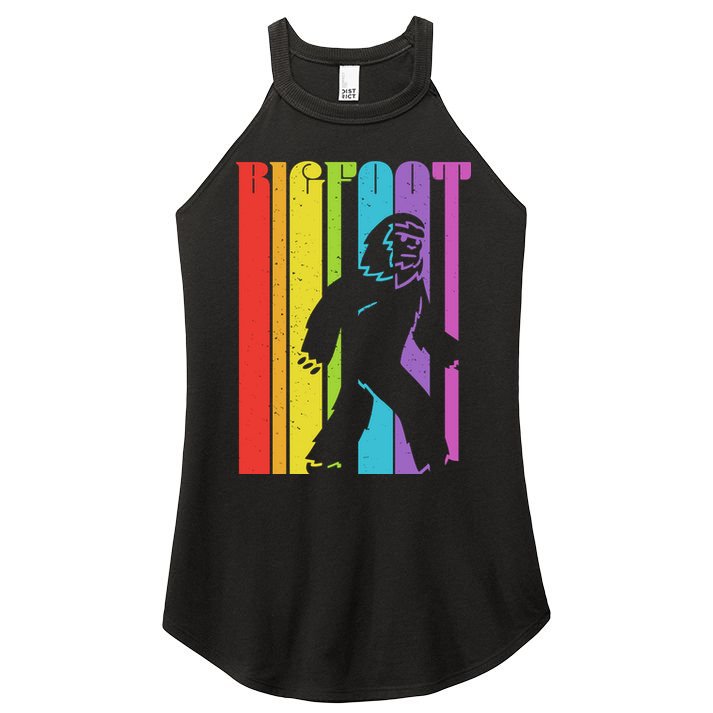 Vintage Retro Rainbow Bigfoot Silhouette Women's Perfect Tri Rocker Tank