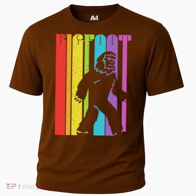 Vintage Retro Rainbow Bigfoot Silhouette Performance Shirt